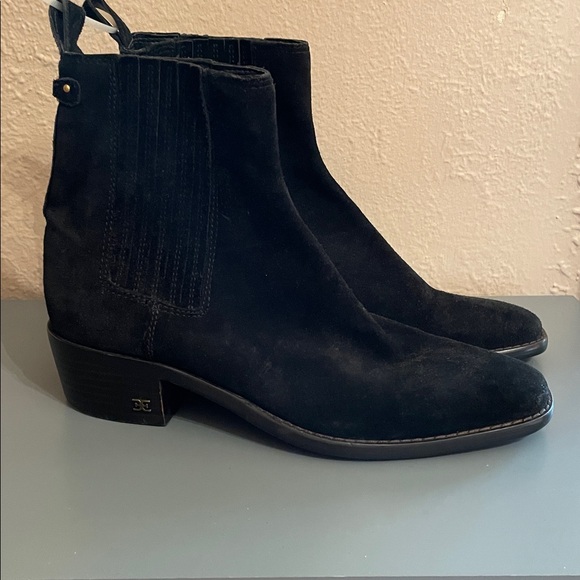 Sam Edelman Black Suede Ankle Boots Sz 7.5 - Picture 1 of 8